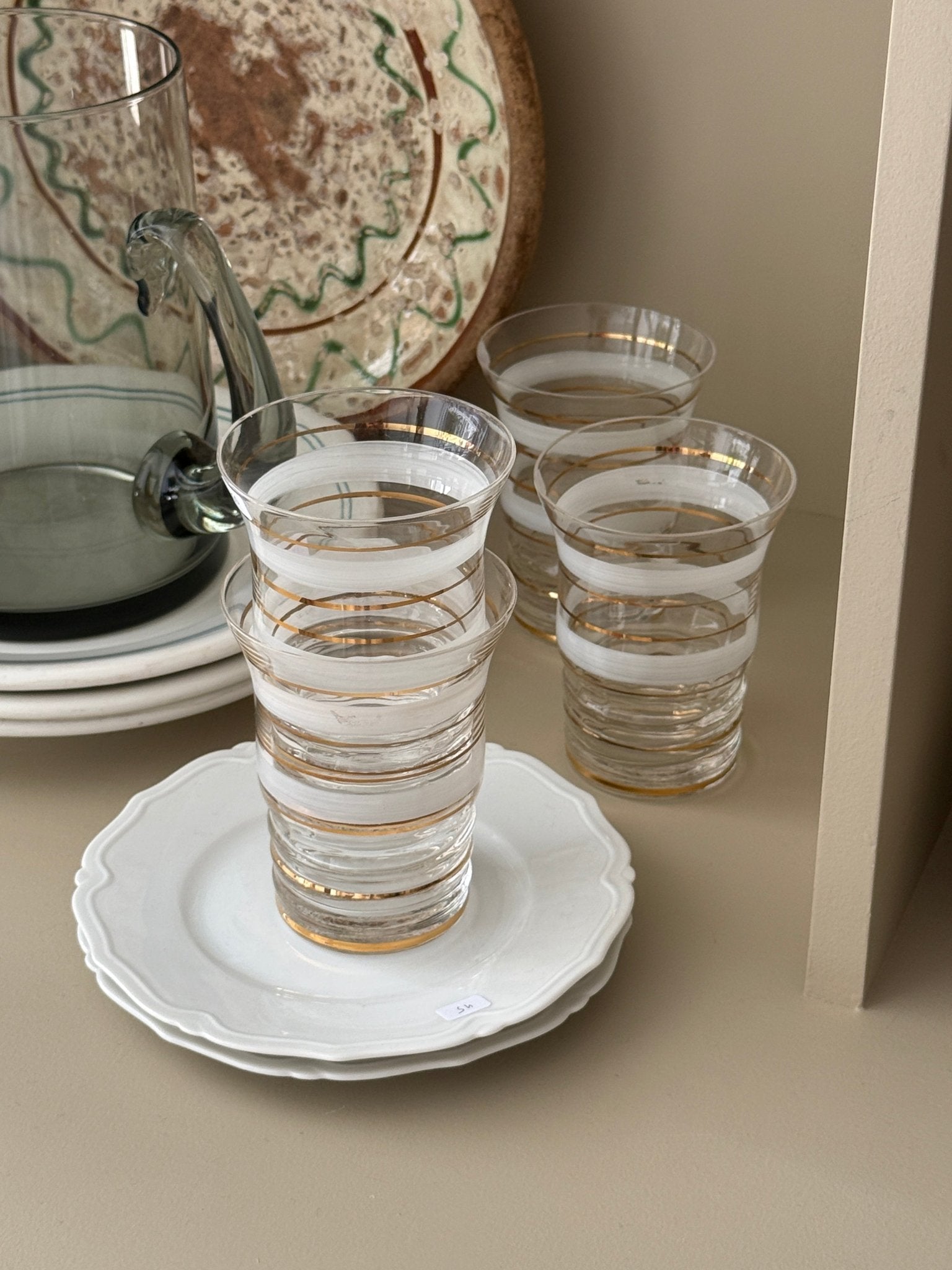 Antique glass tumblers (5 pcs) - NEROLI