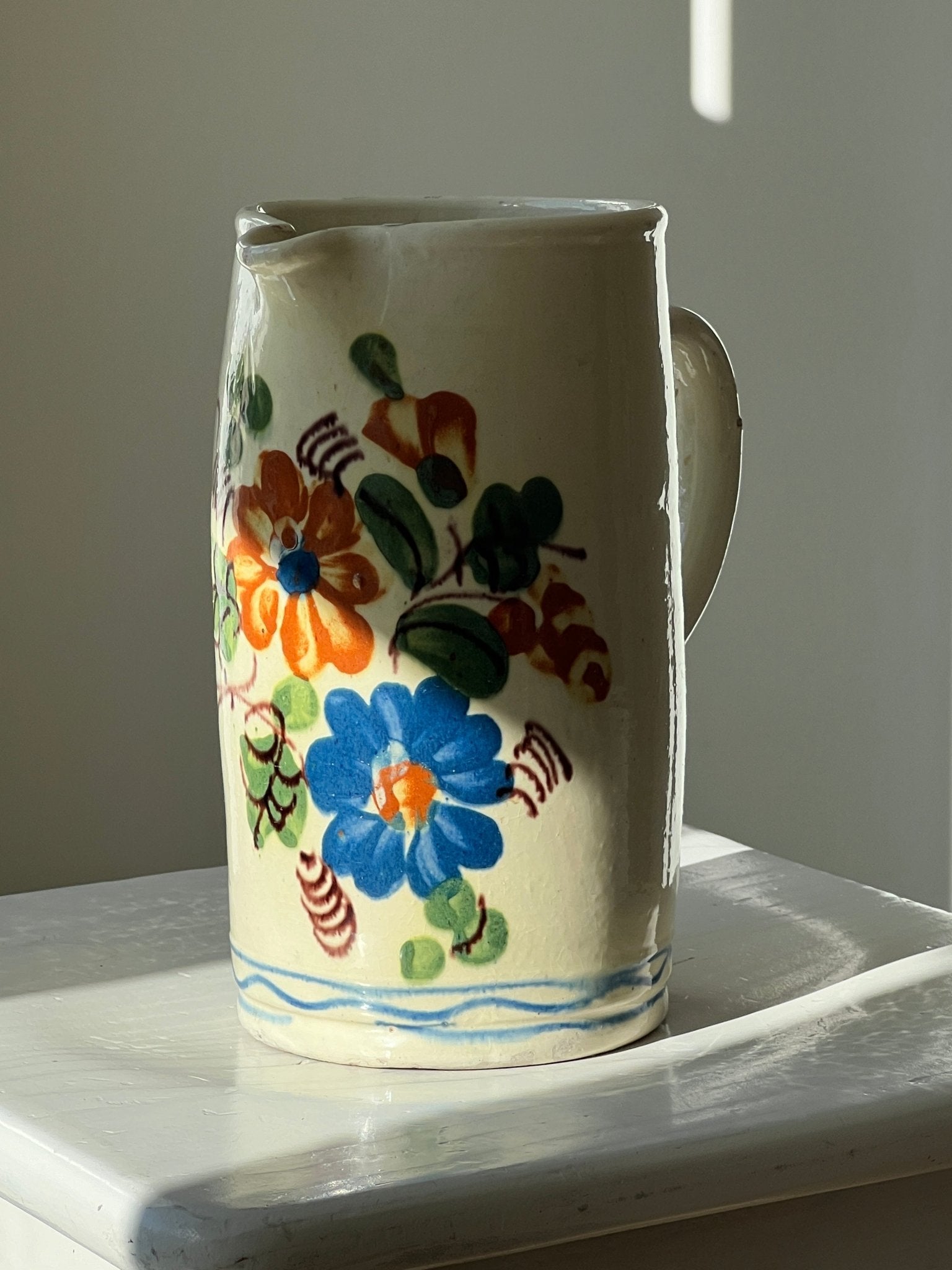 Antique handpainted water jug - NEROLI