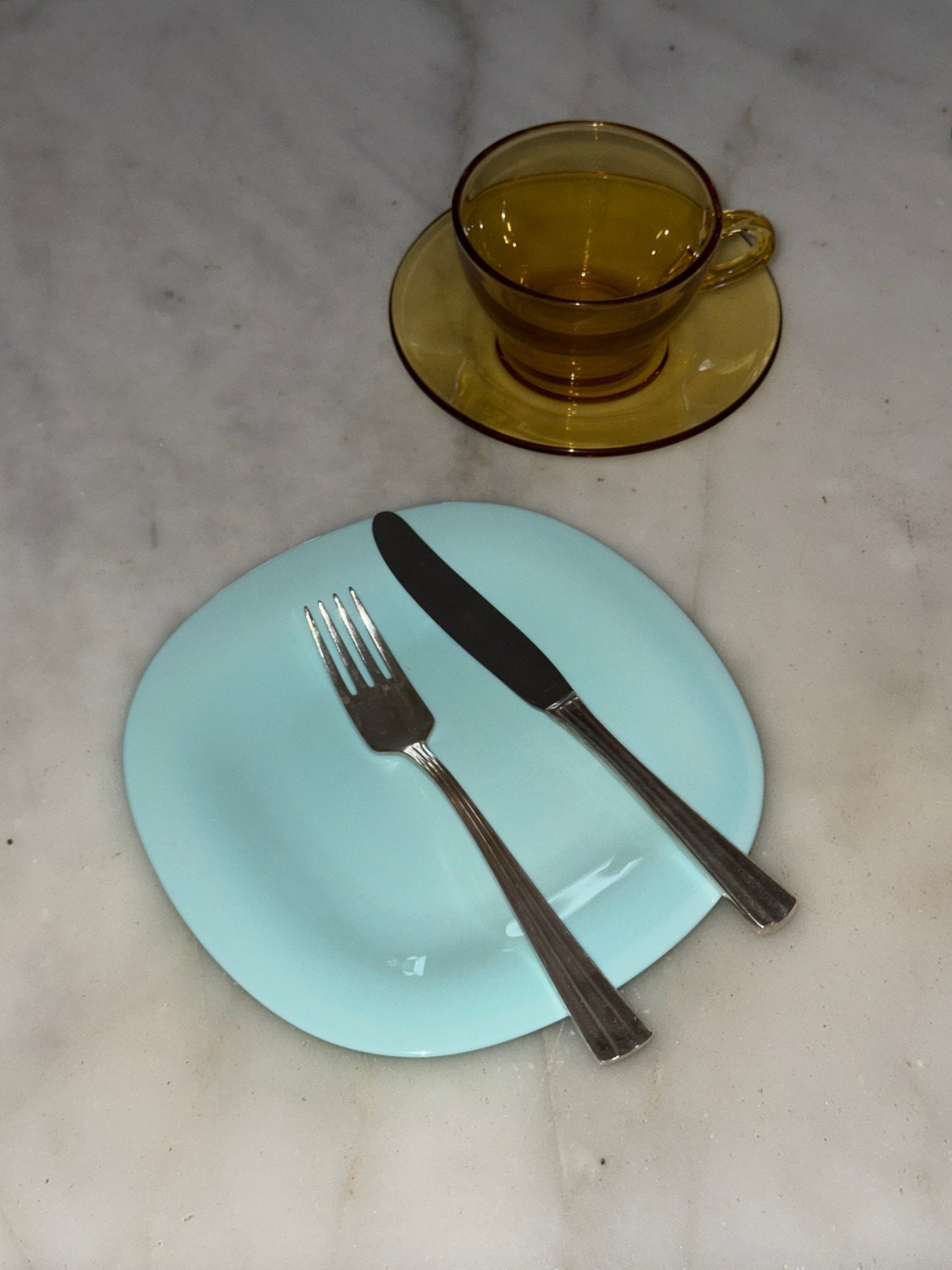 Aqua blue lunch plates (5 pcs) - NEROLI