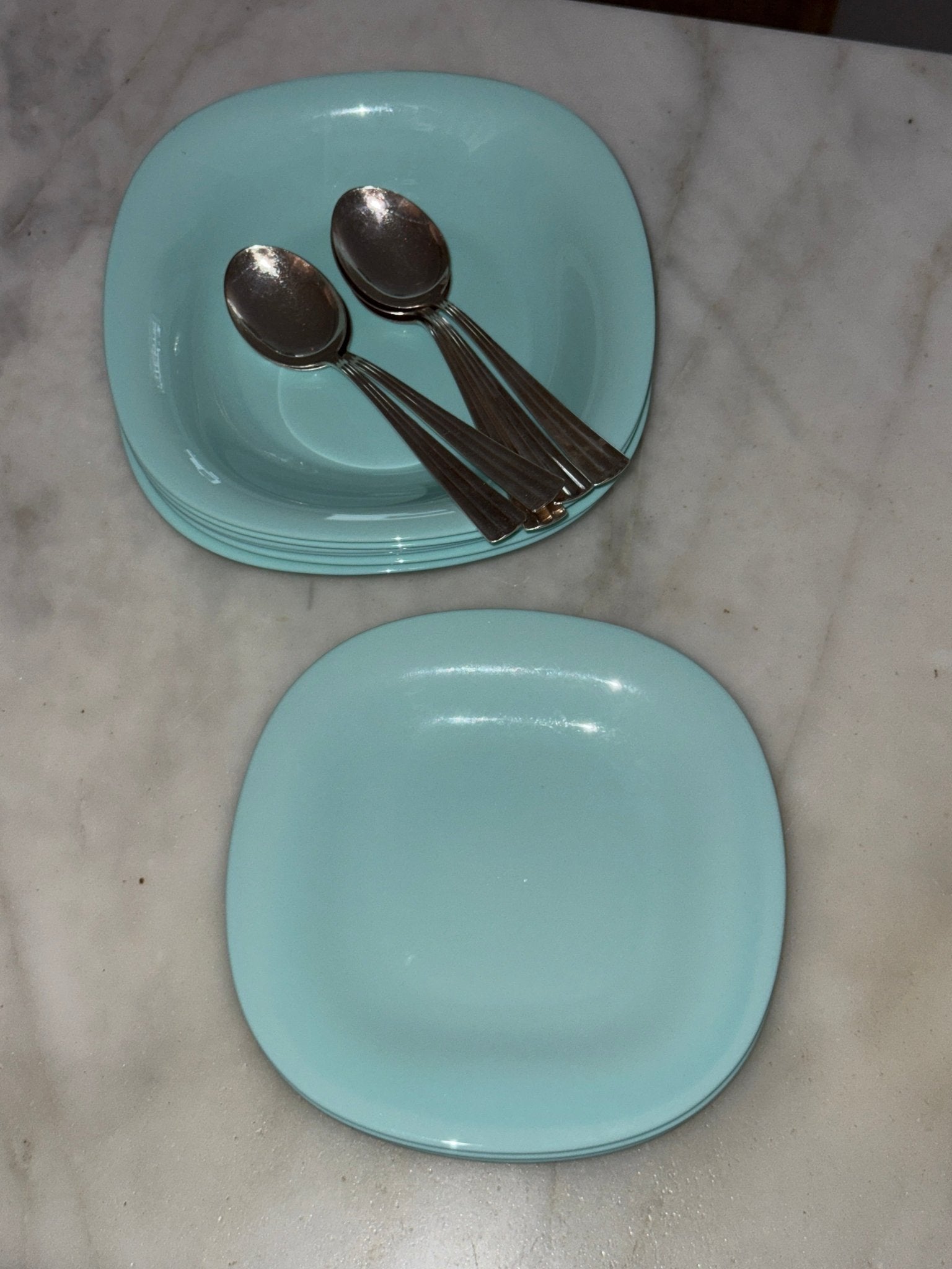 Aqua blue pasta plates (6 pcs) - NEROLI