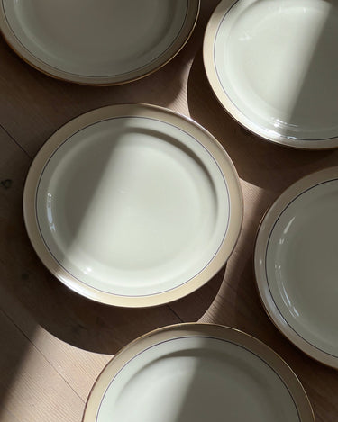 Beige stripe dinner plates (8 pcs) - NEROLI