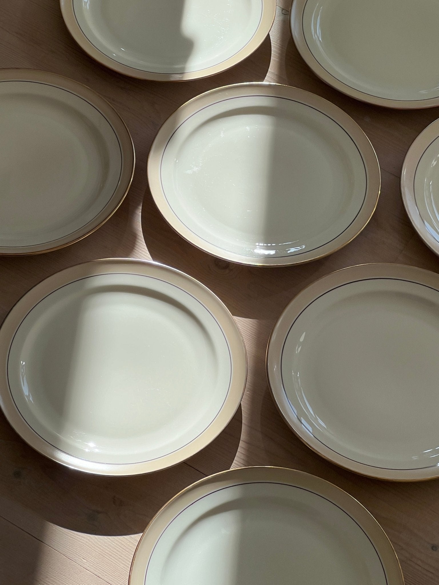 Beige stripe dinner plates (8 pcs) - NEROLI