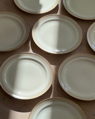 Beige stripe dinner plates (8 pcs) - NEROLI