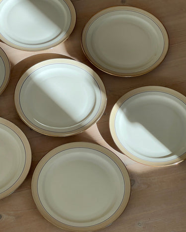 Beige stripe dinner plates (8 pcs) - NEROLI