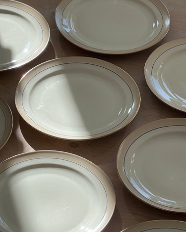 Beige stripe dinner plates (8 pcs) - NEROLI