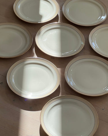 Beige stripe dinner plates (8 pcs) - NEROLI