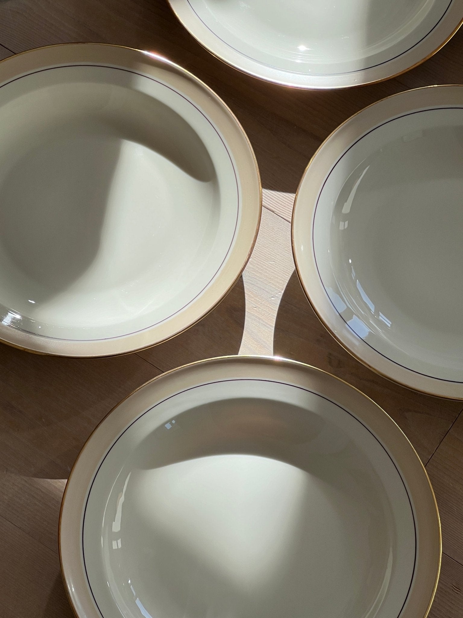 Beige stripe pasta plates (7 pcs) - NEROLI