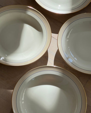 Beige stripe pasta plates (7 pcs) - NEROLI