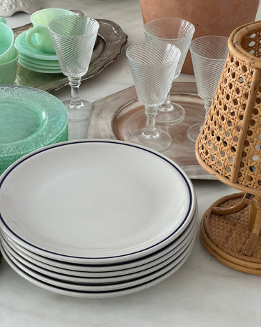 Blue bistro dinner plates (6 pcs) - NEROLI