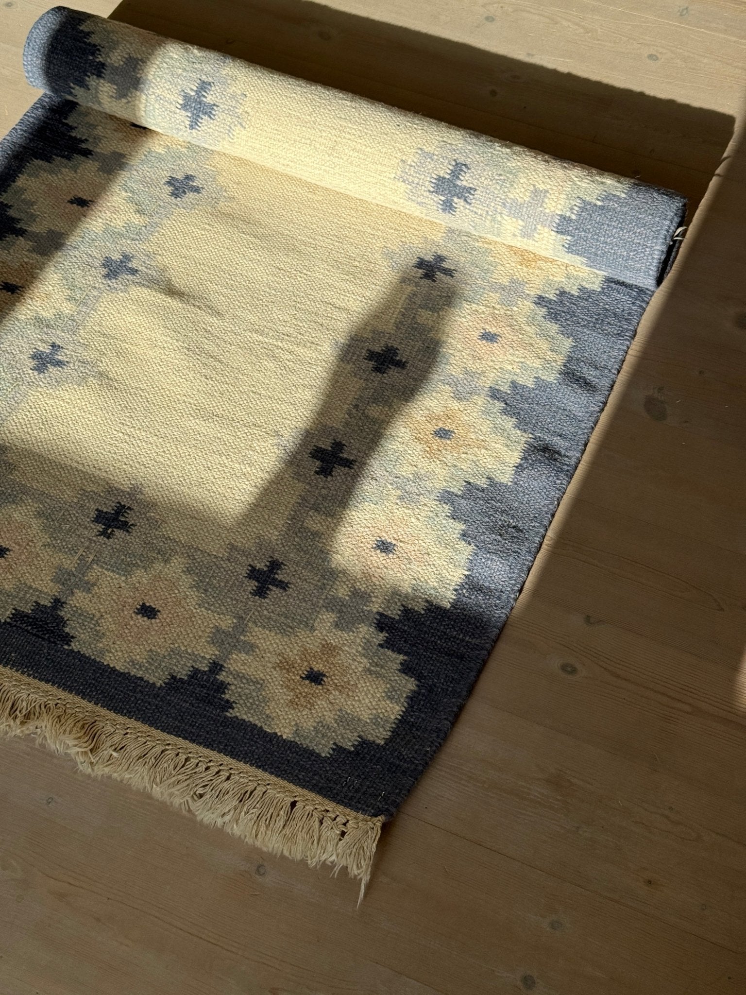 Blue flatweave runner - NEROLI