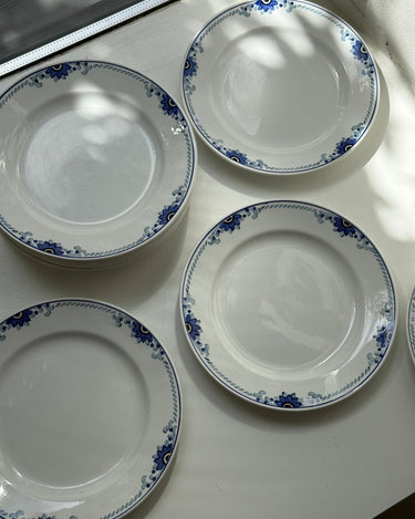 Blue floral dinner plates (12 pcs) - NEROLI