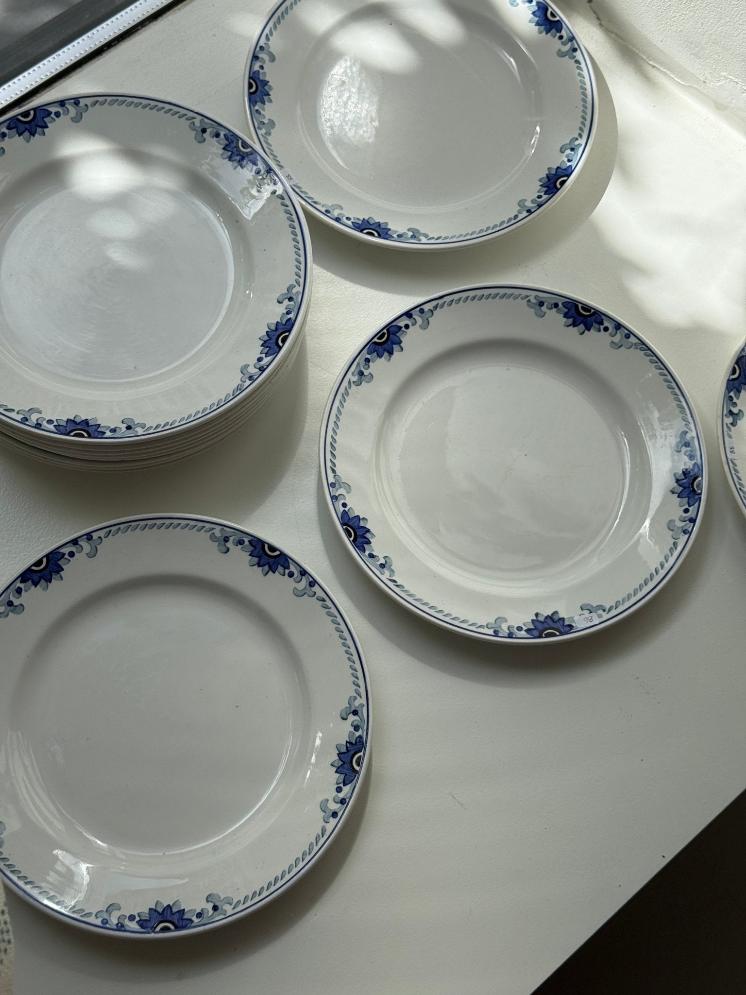 Blue floral dinner plates (12 pcs) - NEROLI