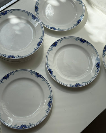 Blue floral dinner plates (12 pcs) - NEROLI