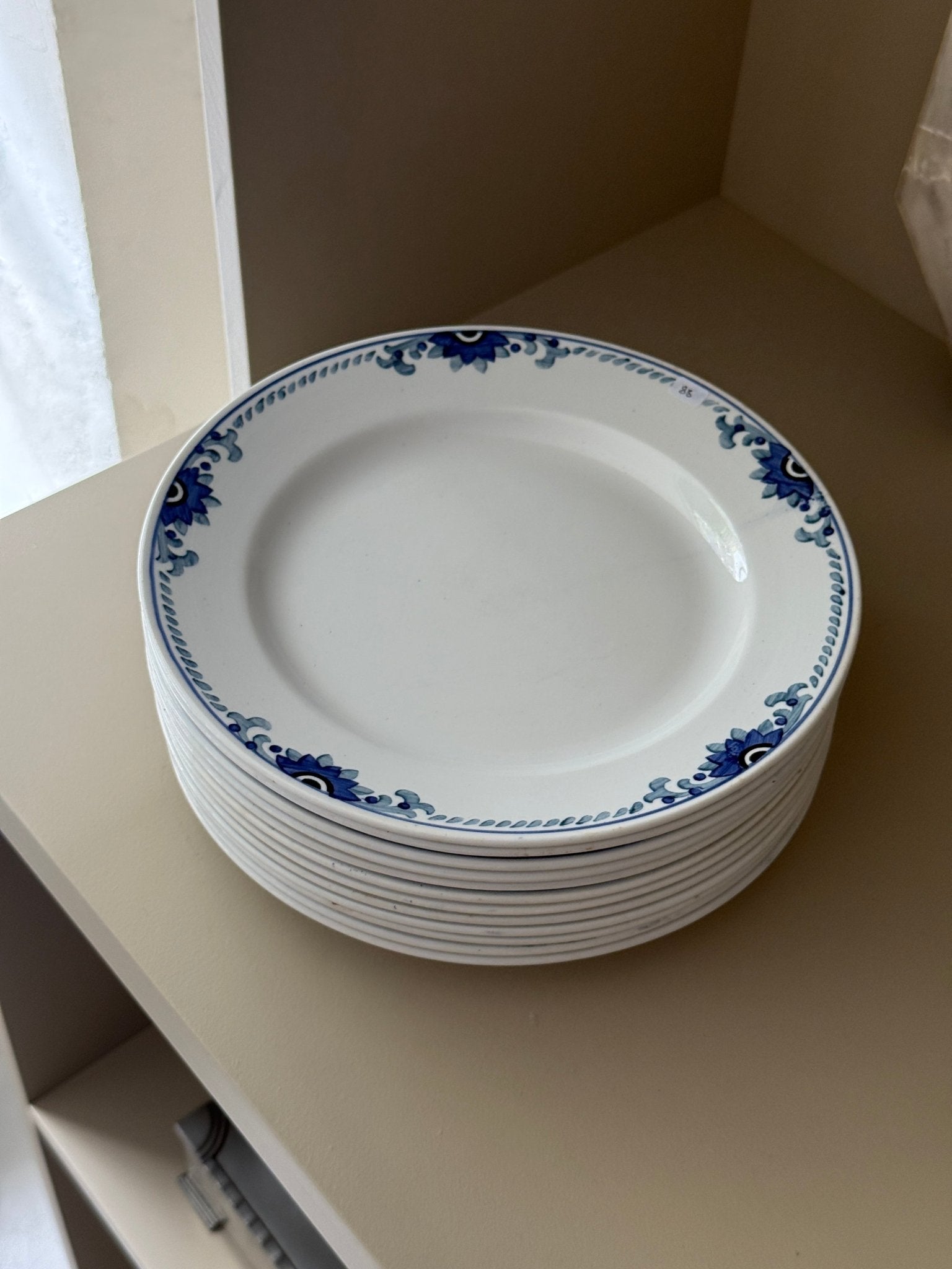 Blue floral dinner plates (12 pcs) - NEROLI