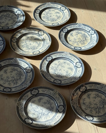 Blue floral dinner plates (4 pcs) - NEROLI