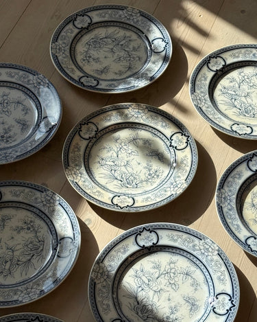 Blue floral dinner plates (4 pcs) - NEROLI