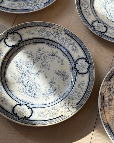 Blue floral dinner plates (4 pcs) - NEROLI