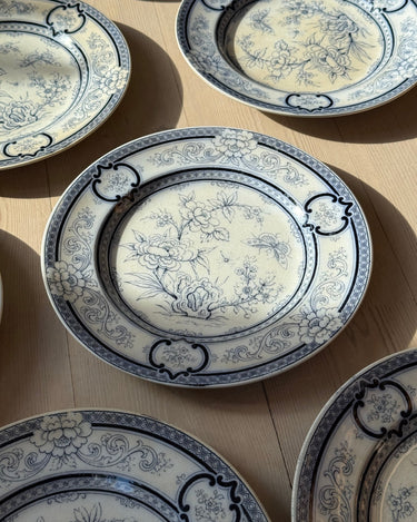 Blue floral dinner plates (4 pcs) - NEROLI