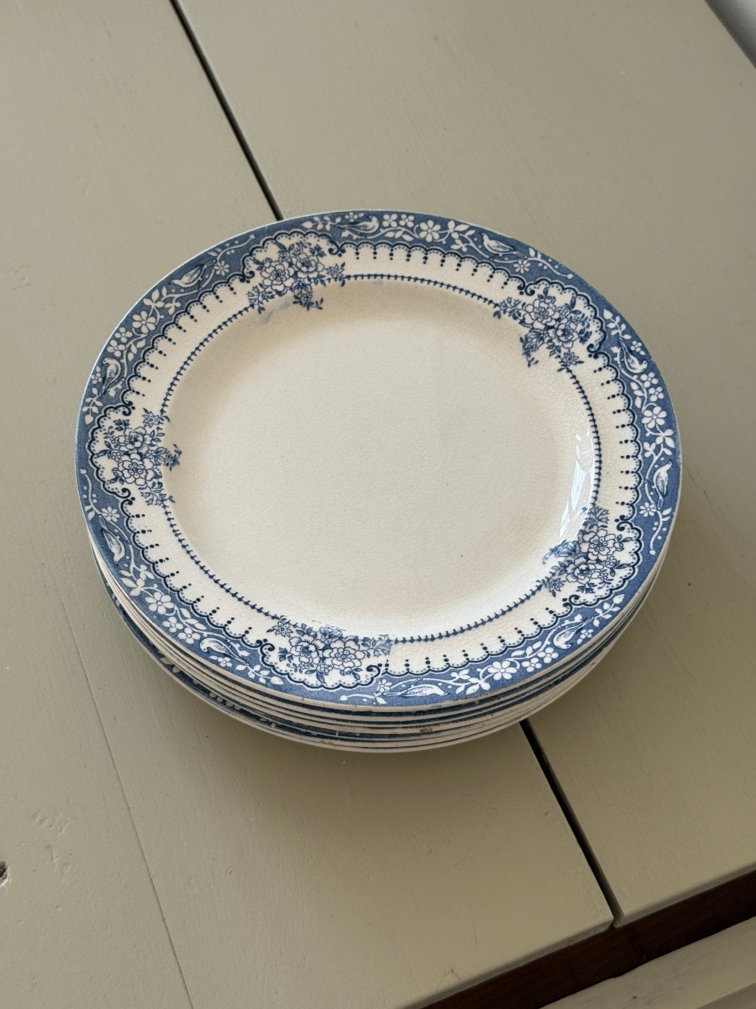 Blue floral dinner plates (8 pcs) - NEROLI
