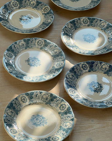 Blue floral lunch plates (6 pcs) - NEROLI