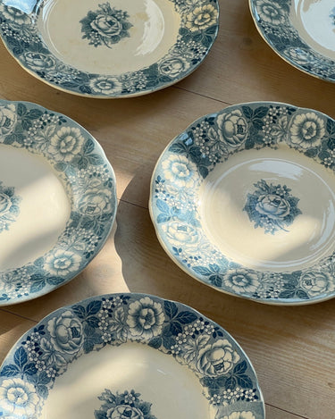 Blue floral lunch plates (6 pcs) - NEROLI