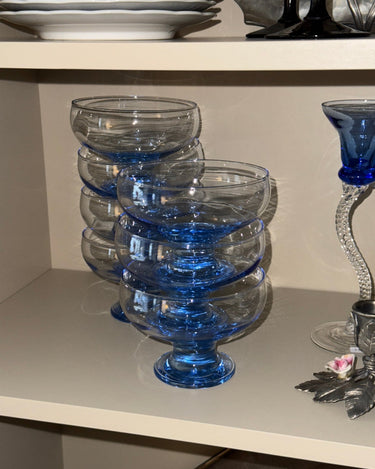Blue glass coupes (7 pcs) - NEROLI