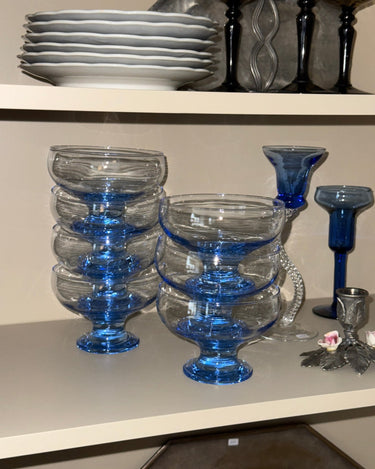 Blue glass coupes (7 pcs) - NEROLI