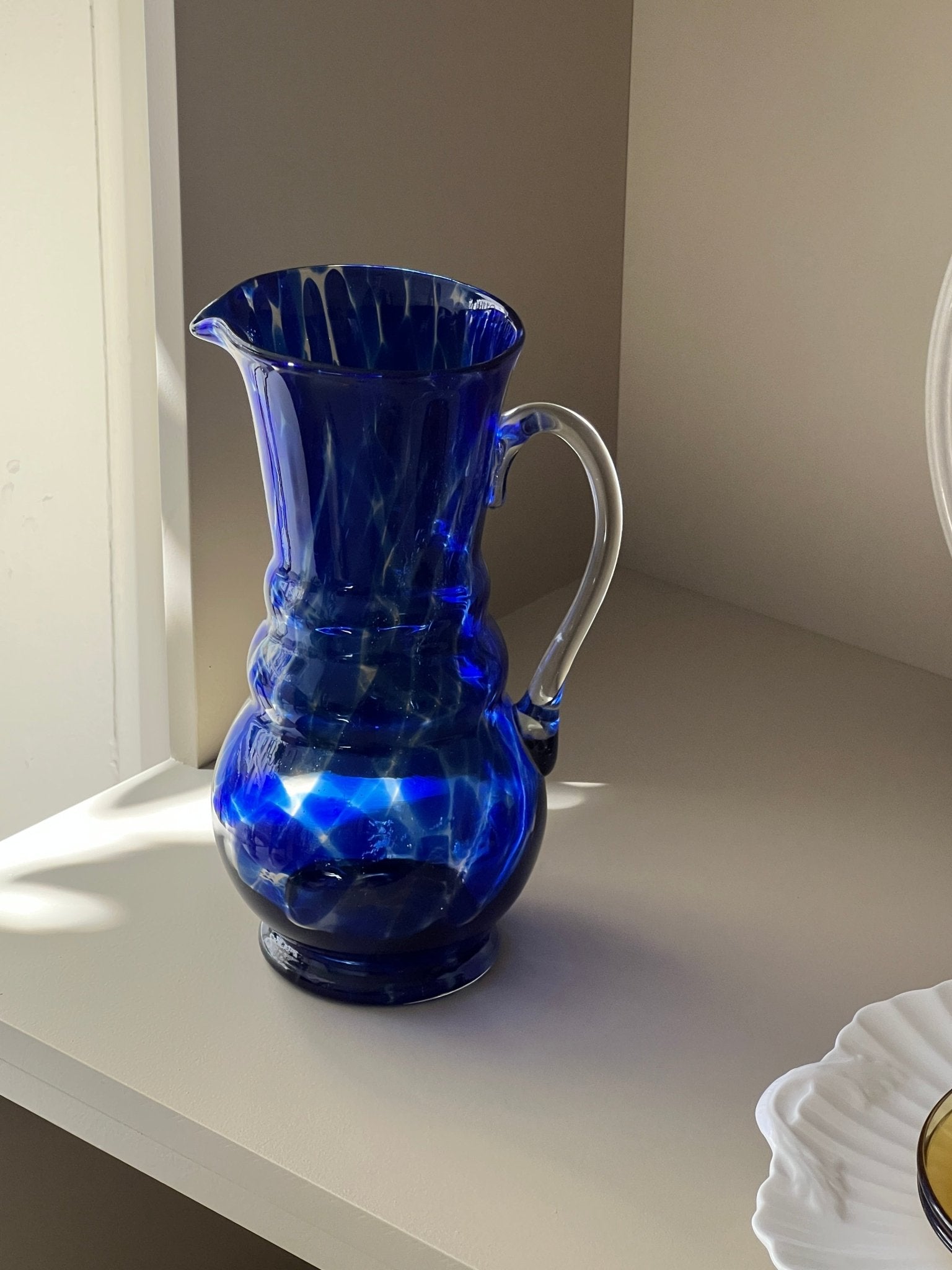 Blue glass pitcher - NEROLI
