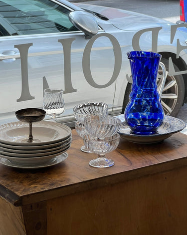 Blue glass pitcher - NEROLI