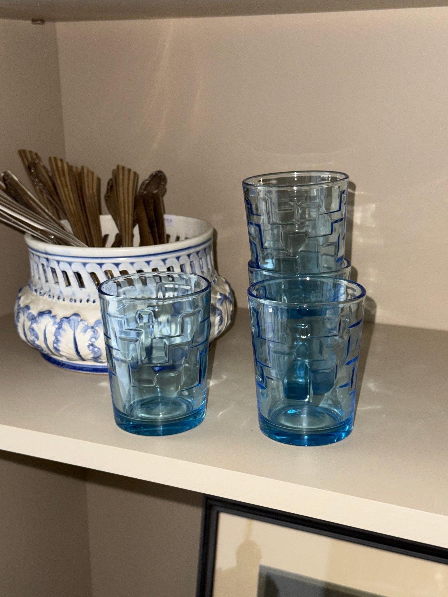 Blue glass tumblers (4 pcs) - NEROLI