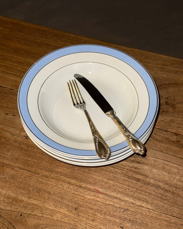 Blue rim dinner plates (5 pcs) - NEROLI