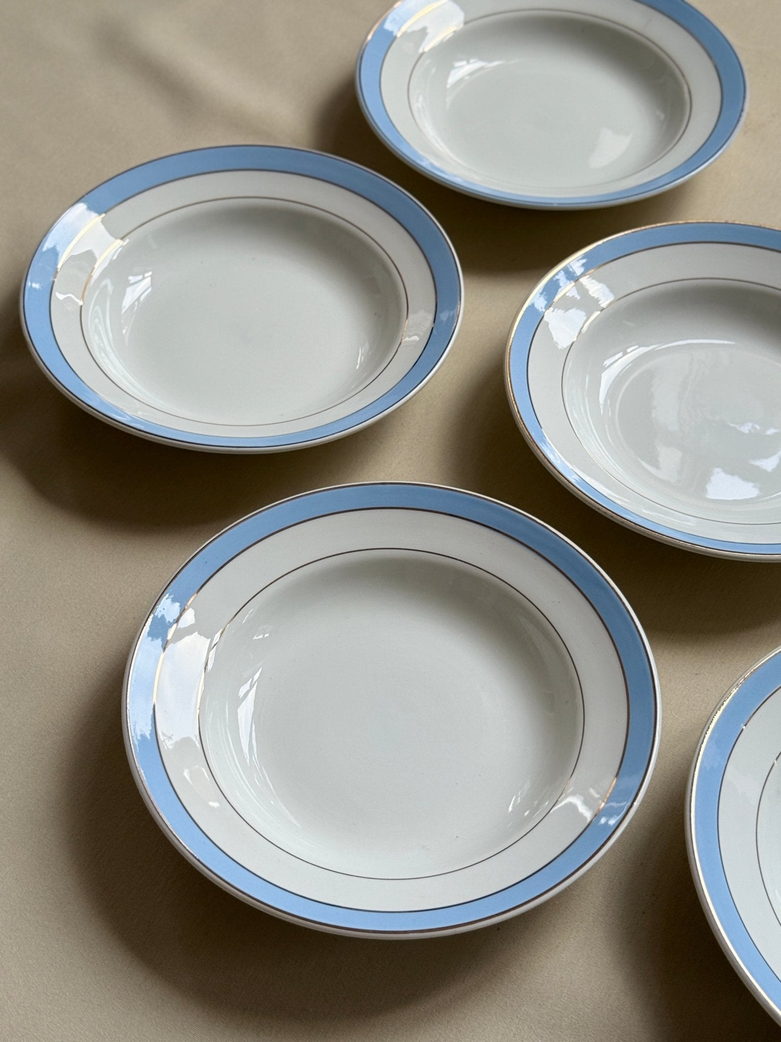 Blue rim dinner plates (5 pcs) - NEROLI