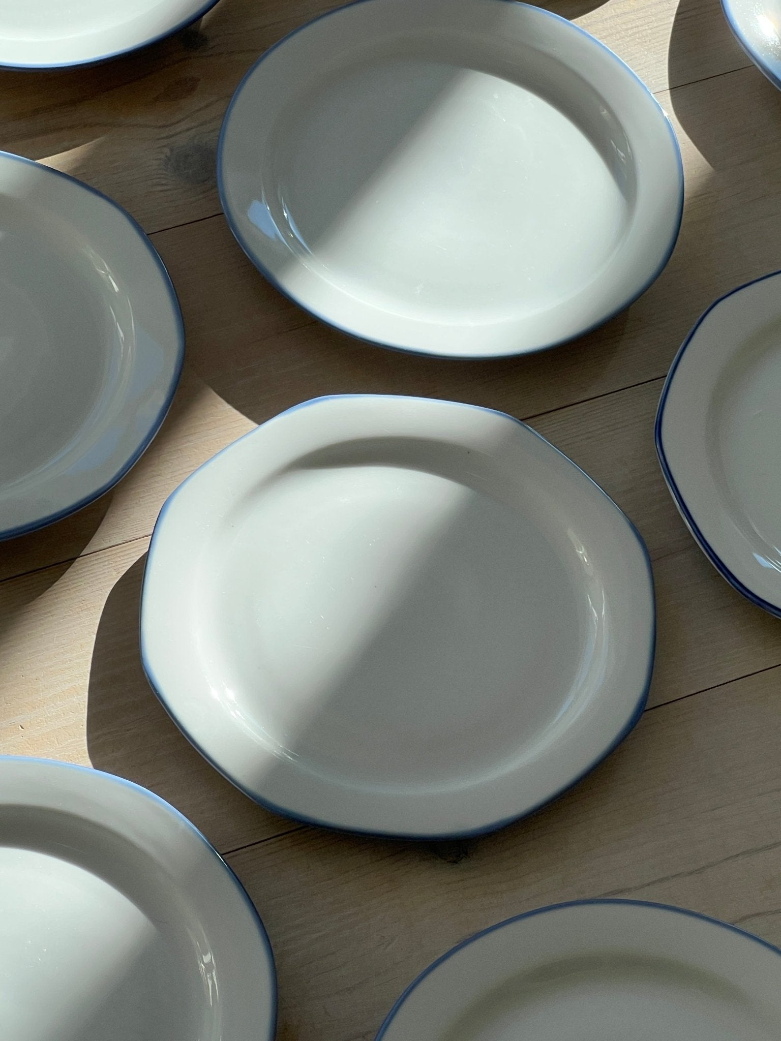 Blue rim lunch plates (11 pcs) - NEROLI