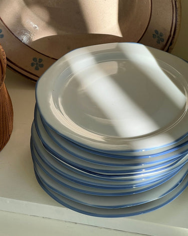 Blue rim lunch plates (11 pcs) - NEROLI