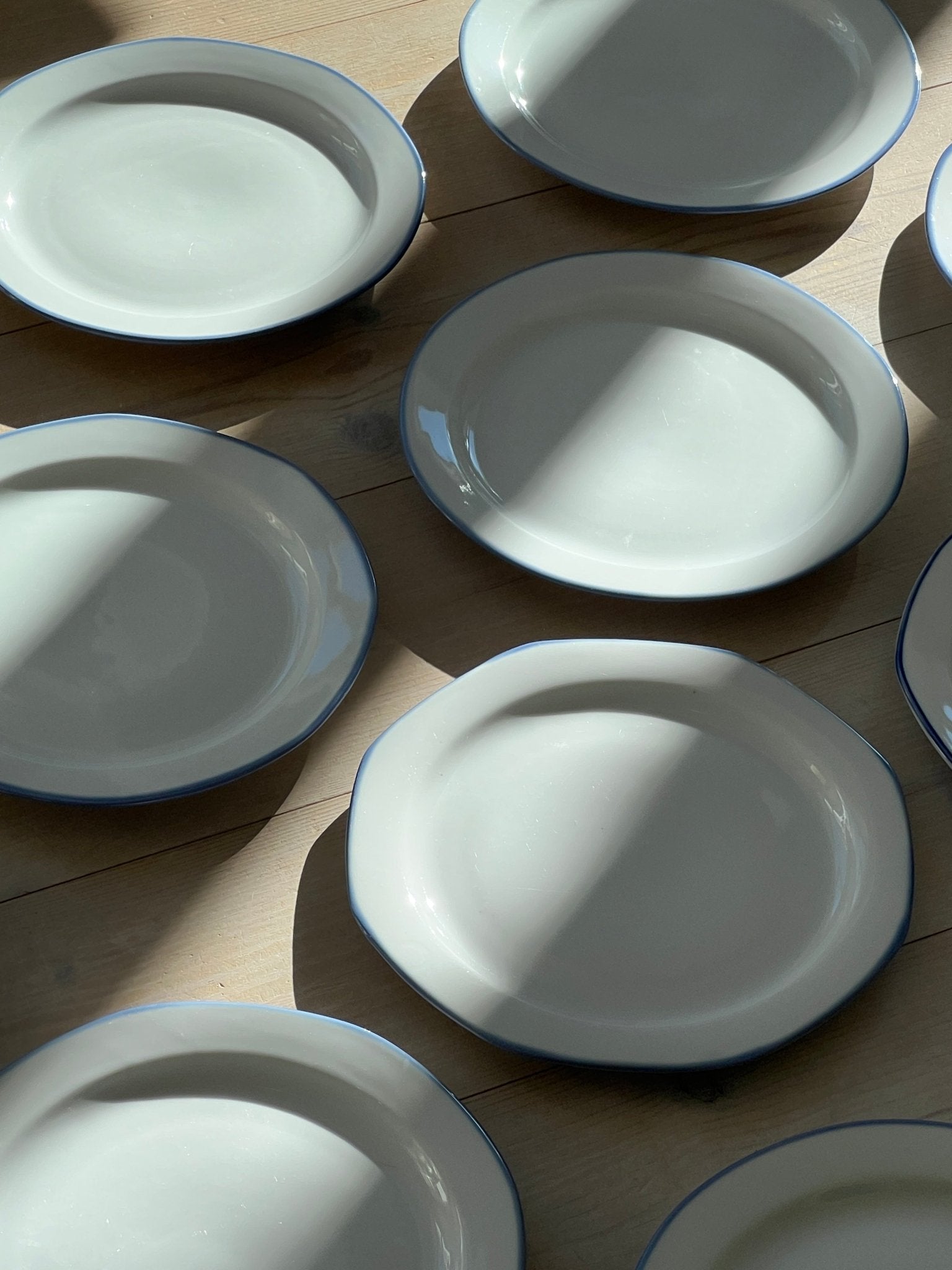 Blue rim lunch plates (11 pcs) - NEROLI
