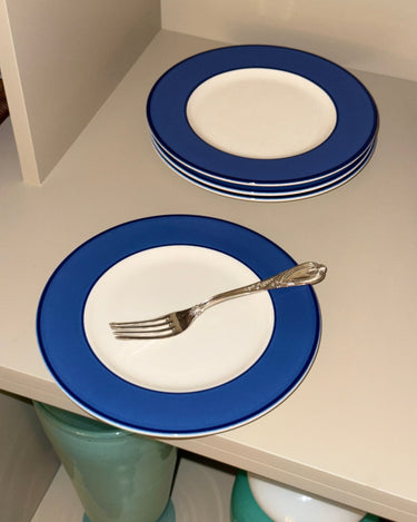 Blue rim lunch plates (4 pcs) - NEROLI