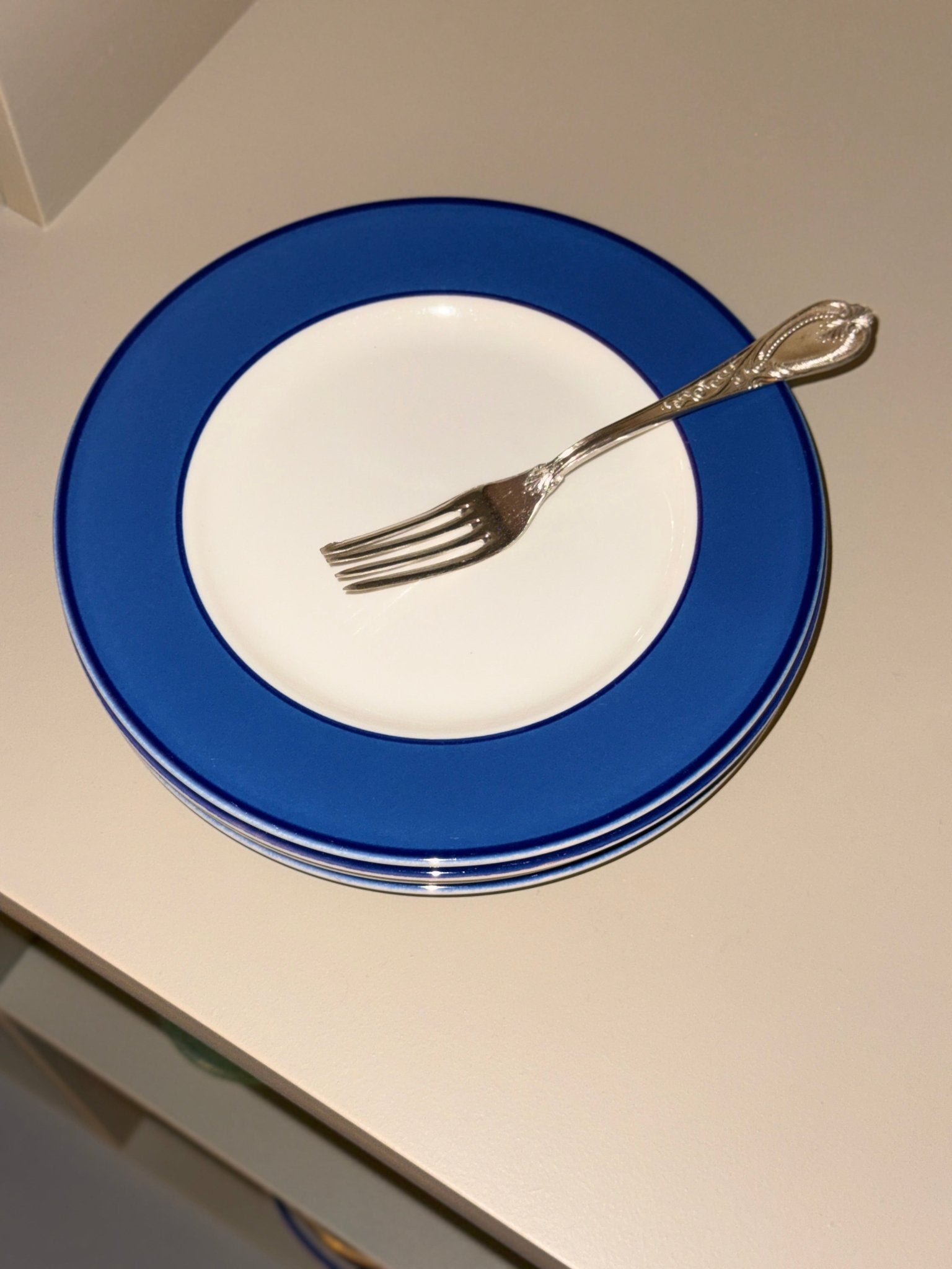 Blue rim lunch plates (4 pcs) - NEROLI