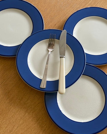 Blue rim lunch plates (4 pcs) - NEROLI