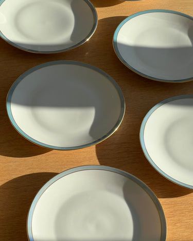 Blue rim lunch plates (8 pcs) - NEROLI