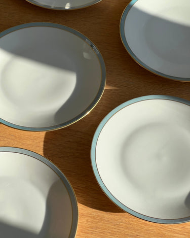 Blue rim lunch plates (8 pcs) - NEROLI