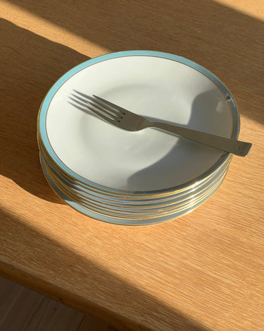 Blue rim lunch plates (8 pcs) - NEROLI