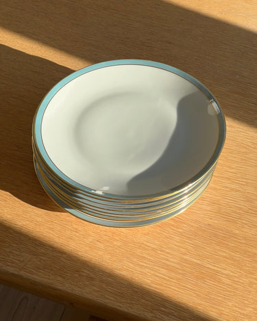 Blue rim lunch plates (8 pcs) - NEROLI
