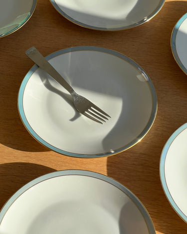 Blue rim lunch plates (8 pcs) - NEROLI