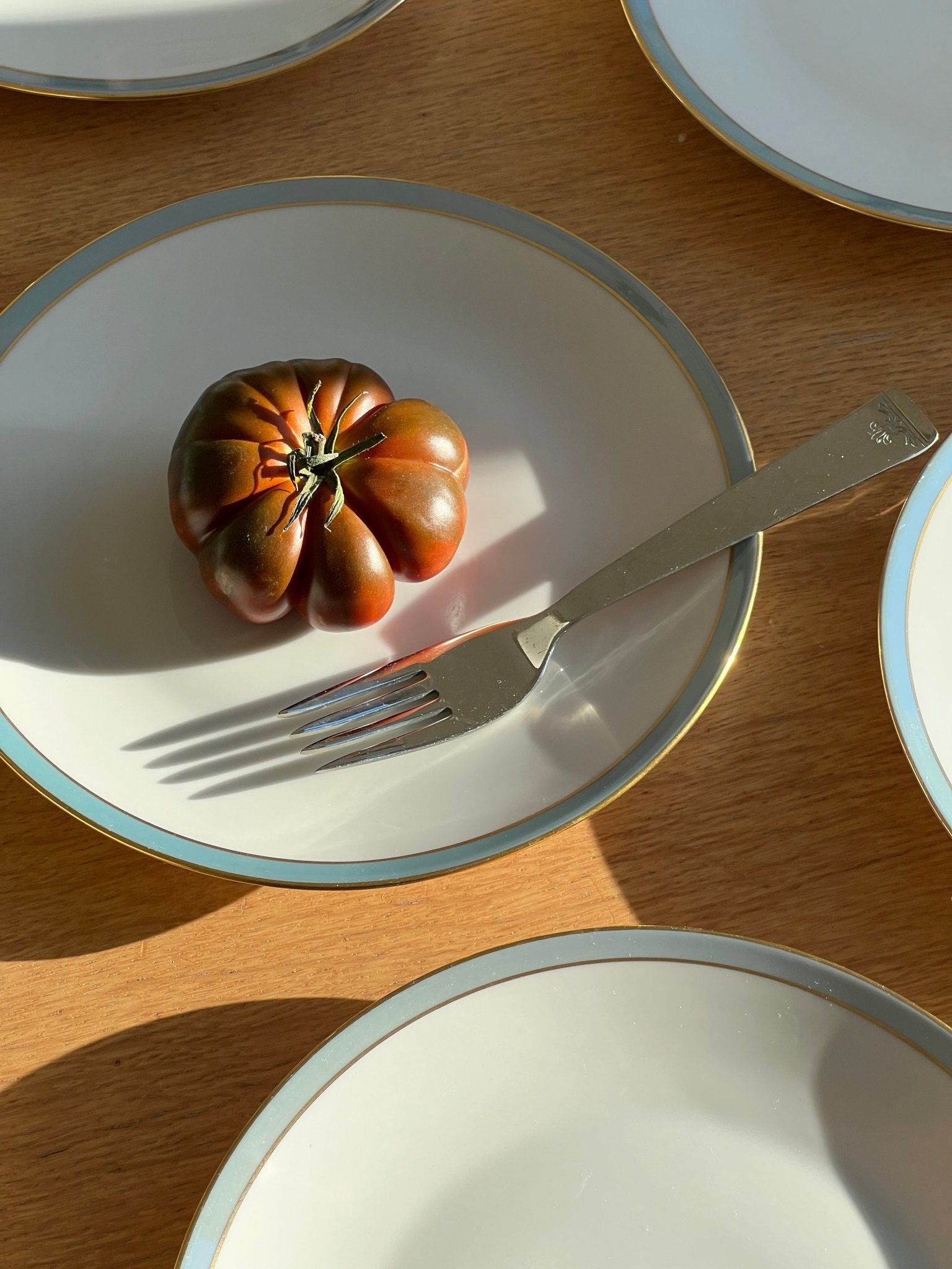 Blue rim lunch plates (8 pcs) - NEROLI