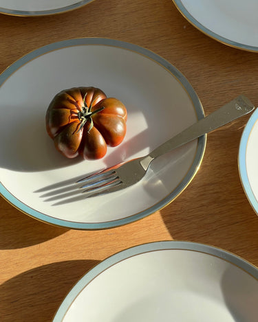 Blue rim lunch plates (8 pcs) - NEROLI