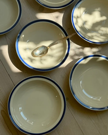 Blue rim pasta plates (6 pcs) - NEROLI