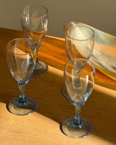 Blue stemmed wine glasses (4 pcs) - NEROLI