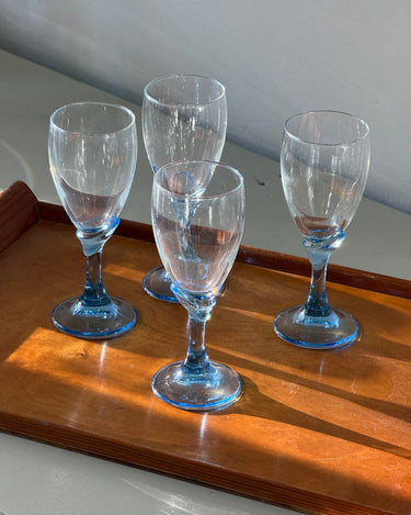 Blue stemmed wine glasses (4 pcs) - NEROLI
