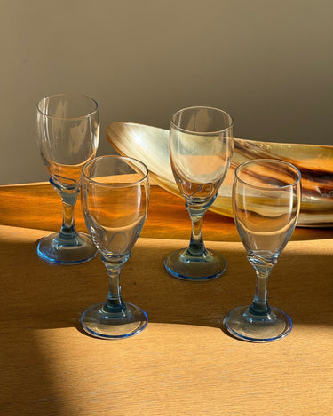 Blue stemmed wine glasses (4 pcs) - NEROLI