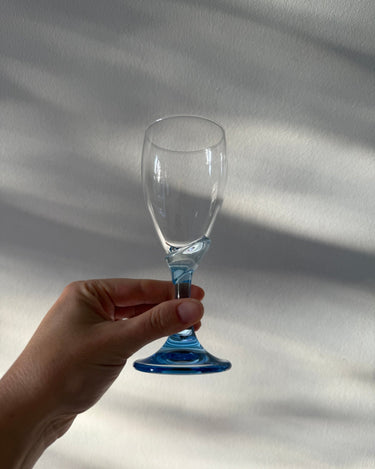 Blue stemmed wine glasses (4 pcs) - NEROLI
